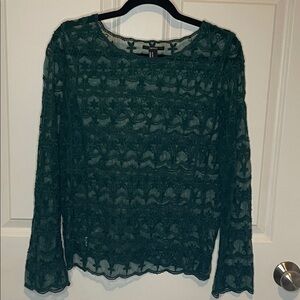 Forever 21 Deep Green Lace Blouse bohemian goth Women’s size Medium